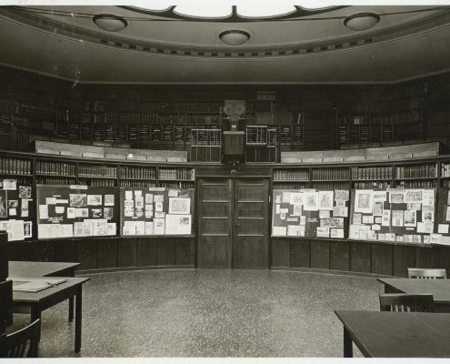 Fig 1. Aby Warburg, Ovid Exhibition in the Reading Room of the Kunstwissenshaftliche Bibliothek Warburg, Hamburg, 1927.